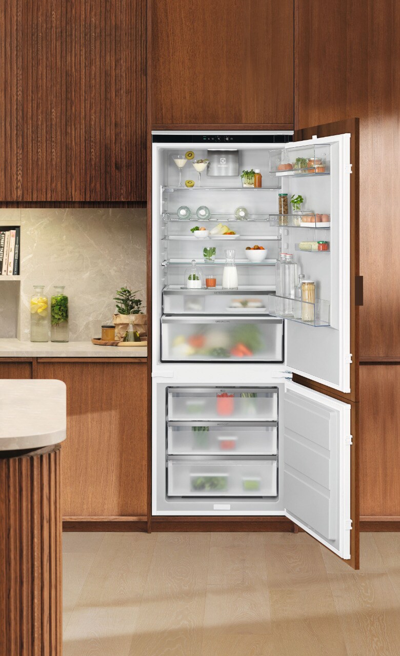 Fridge freezer in kitchen