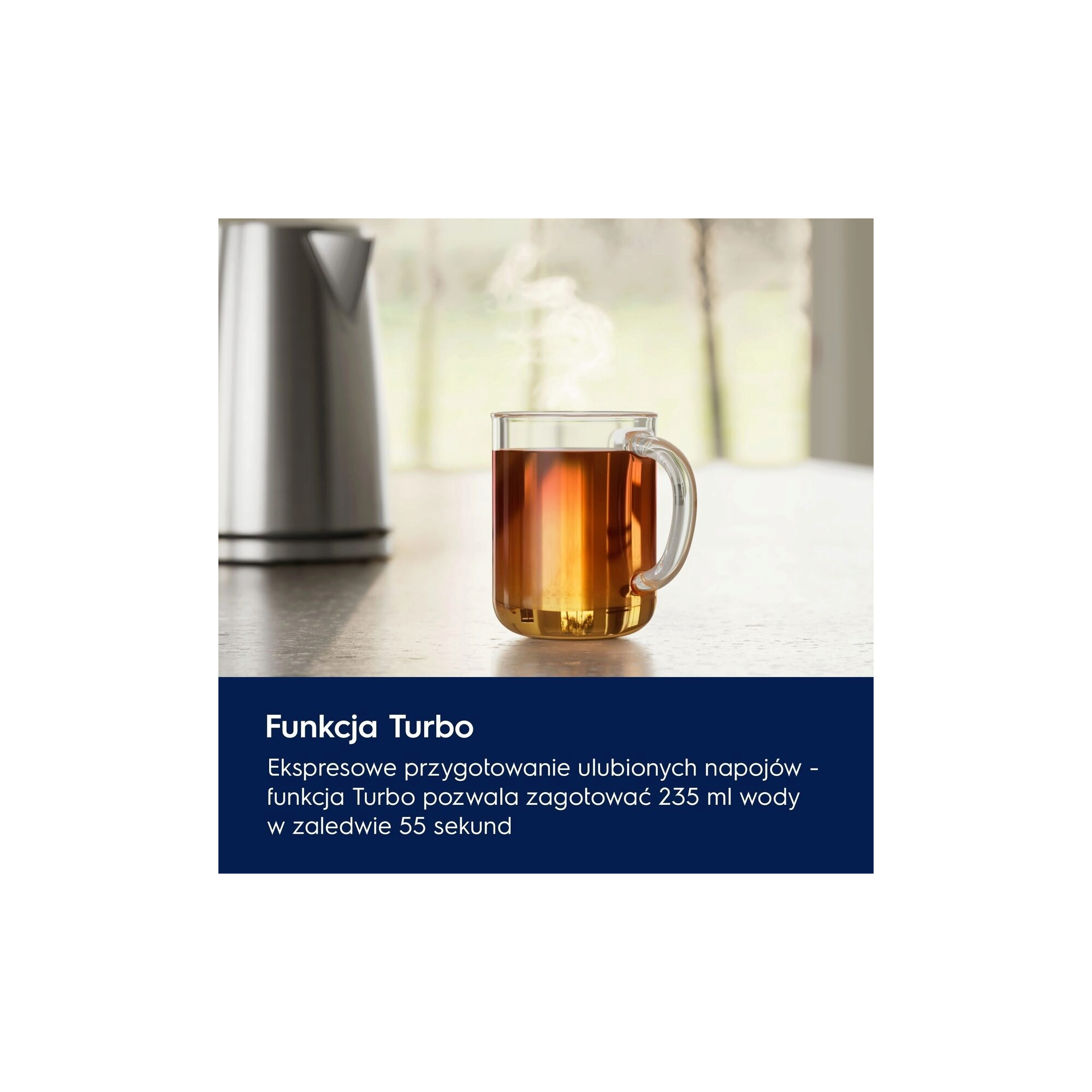 A photo of a steel kettle Create 5 describing how Turbo function works