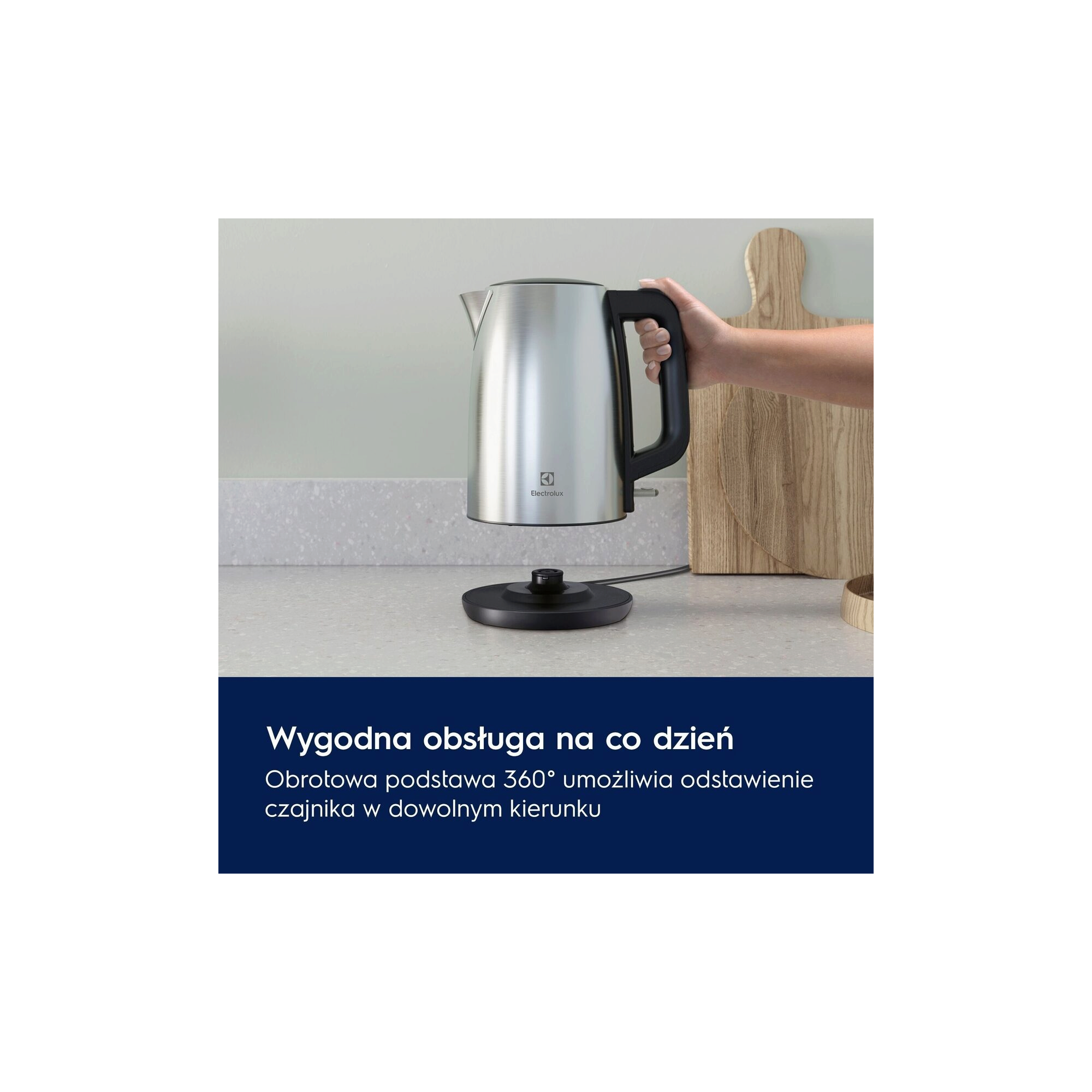 A photo of a steel kettle Create 3 showing ease of use