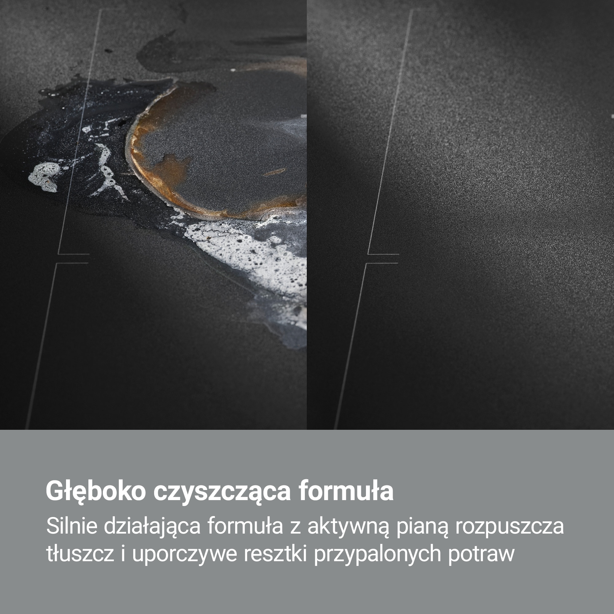 Głęboko czyszcząca formuła Silnie działająca formuła z aktywną pianą rozpuszcza tłuszcz i uporczywe resztki przypalonych potraw