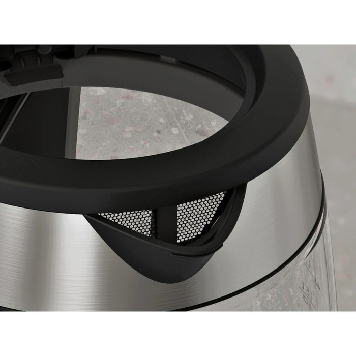 A photo of a glass kettle Create 4 showing a close-up view of the filter