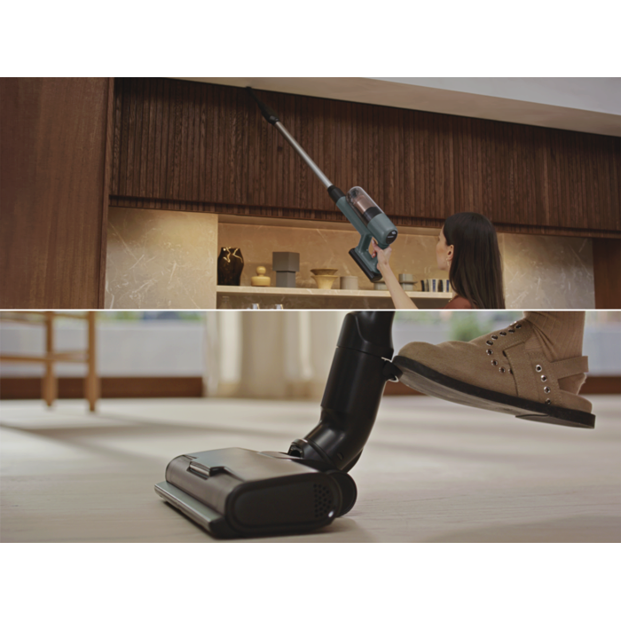 Switch nozzles effortlessly with the foot release – without bending down 