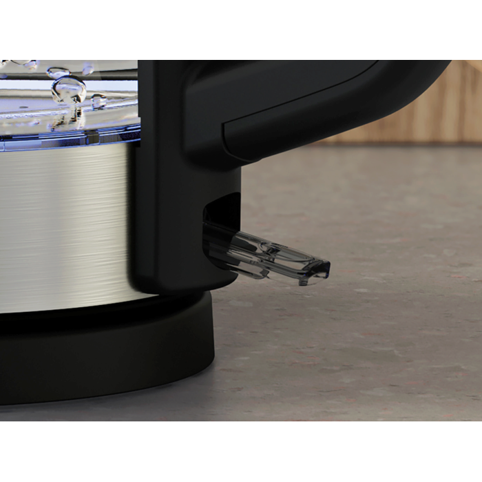 A close-up image highlighting the kettle’s switch