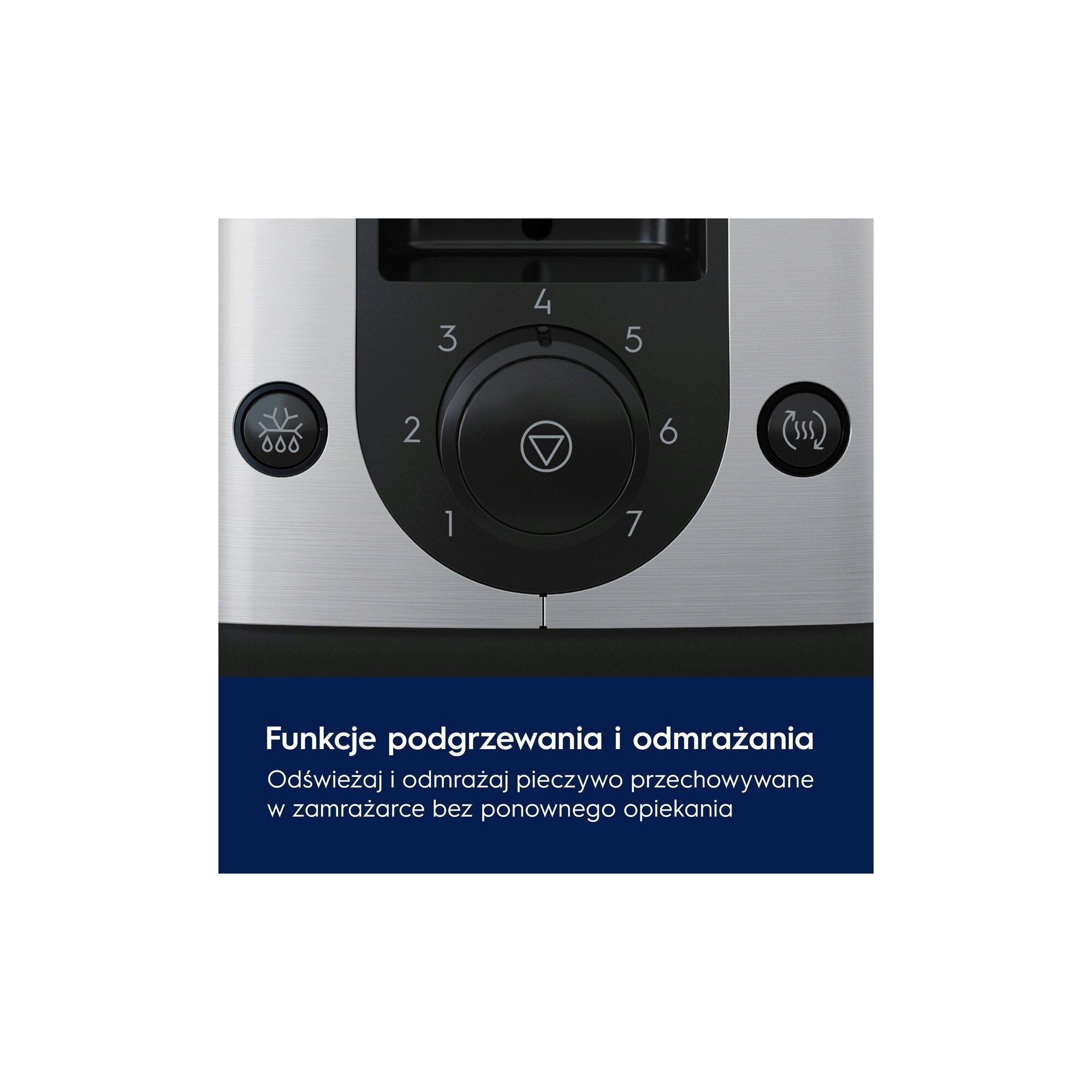 A picture showing Warming and defrosting functions of the black toaster Create 3