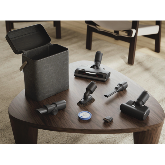 Self standing bag to store all your vacuum cleaner accessories, s-bags, filters and other necessities. Designed to be spacious enough to fit most of the above the floor accessories. ​