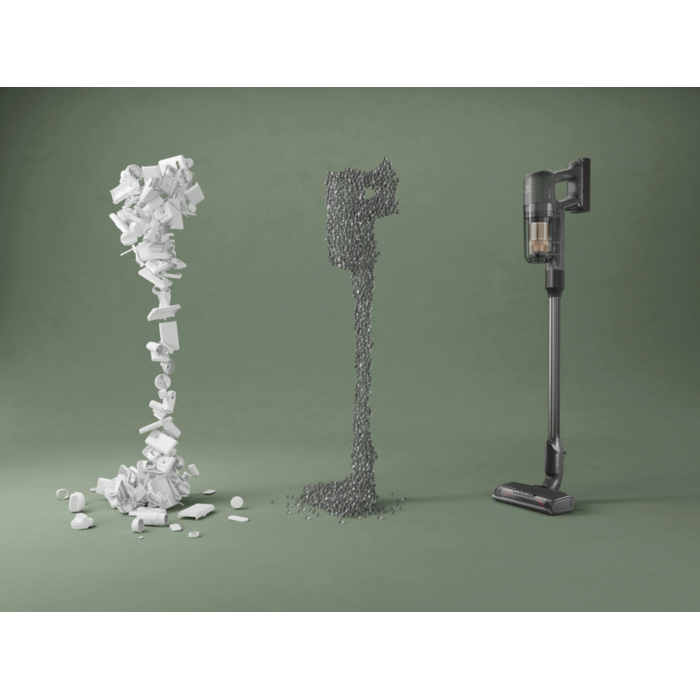 Cordless cleaner made with recycled materials, highlighting sustainability.