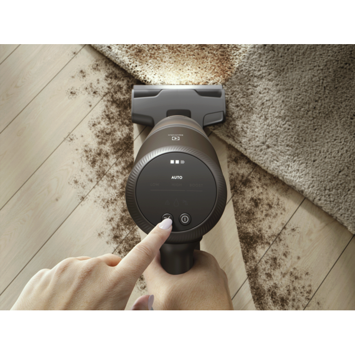 Seamlessly transition between hard floors and carpets with Auto Mode. The suction power adjusts automatically, optimising battery life for extended runtime. Efficient, uninterrupted cleaning throughout your entire home.