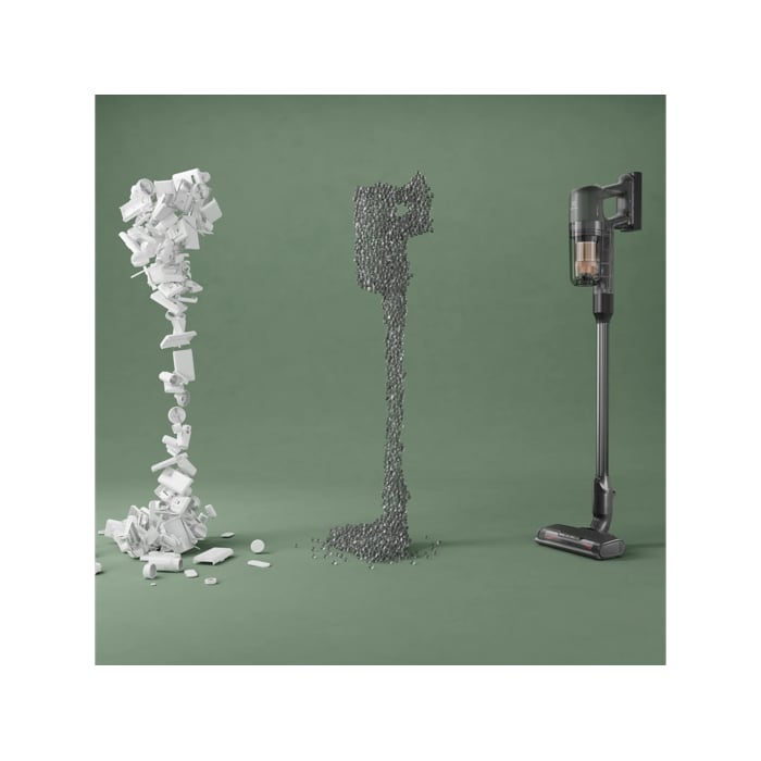 Cordless cleaner made with recycled materials, highlighting sustainability.