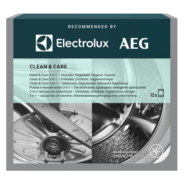 Electrolux Preparat do pralki i zmywarki 3w1 CLEAN&CARE (12 szt) - odtłuszczacz + odkamieniacz + środek dezynfekcyjny - MULTIBRAND M2GCP121