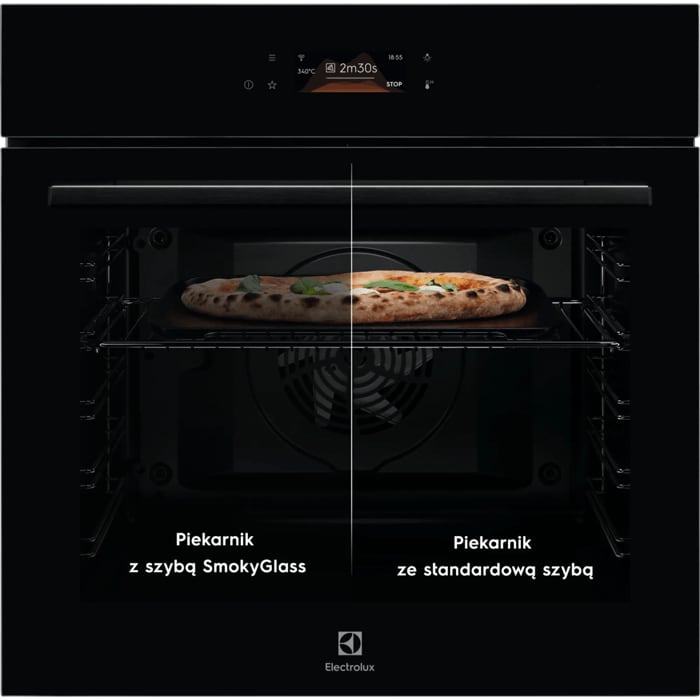 Comparison of a standard glass with a SmokeyGlass for PizzaExpert ovens