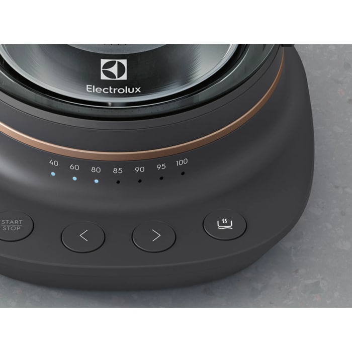 A photo of a glass kettle Explore 7 showing a close-up view of Keep Warm function button