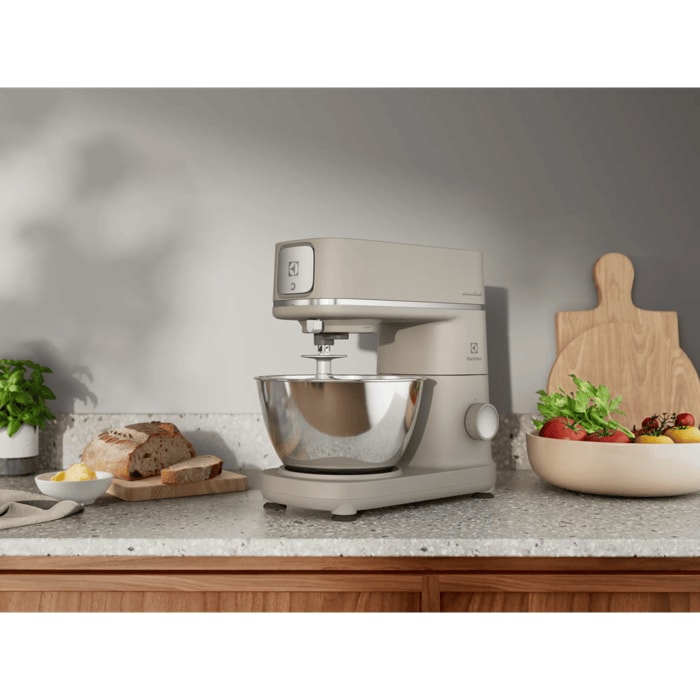 White kitchen machine E6KM1-4PPT on the kitchen table