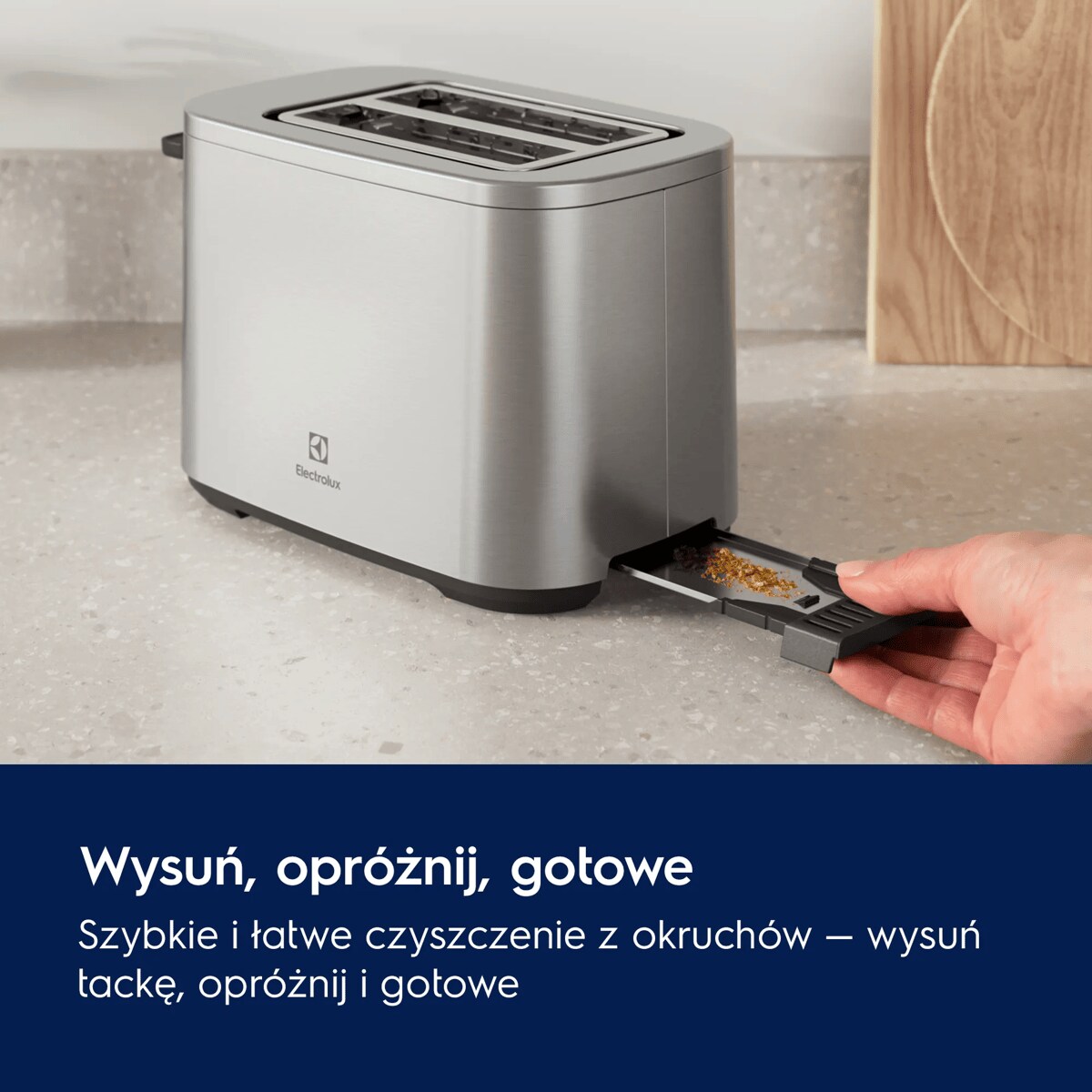 A picture showing toaster's crumbs tray for removing crumbs