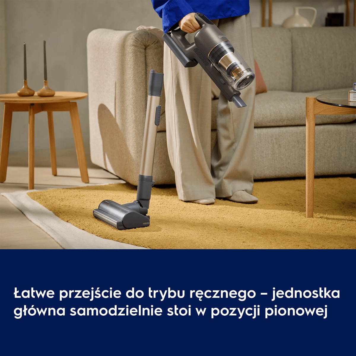 Łatwe przejście do trybu ręcznego – jednostka główna samodzielnie stoi w pozycji pionowej