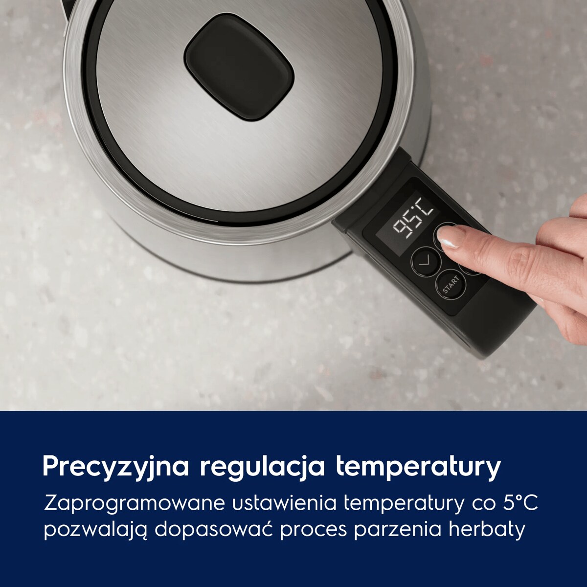 A photo of a steel kettle Create 5 describing how Temperature Regualtions work