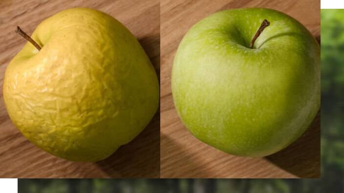 Jabłka przechowywane z wilgotnym środowisku