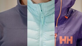 Trzy różne typy kurtek Helly Hansen.