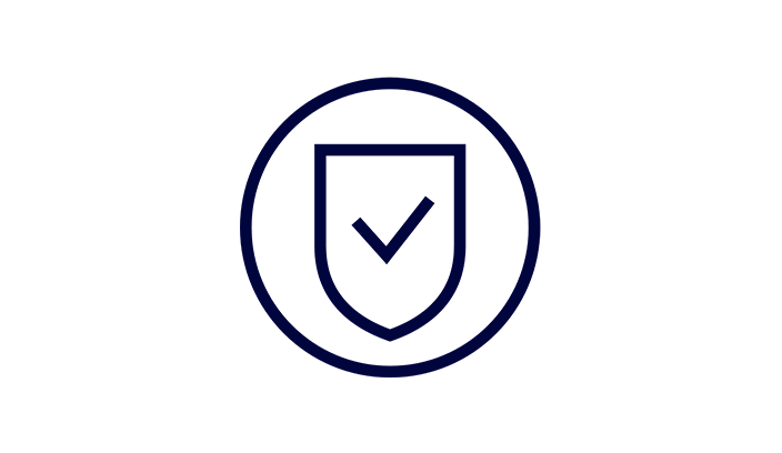 Icon of checkmark in shield within circle