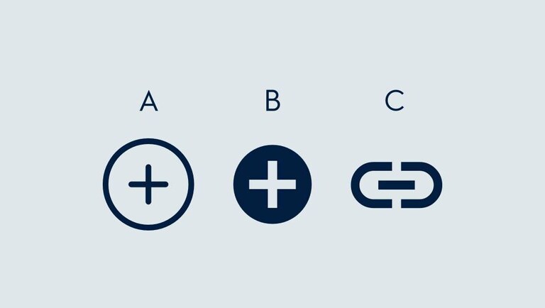 Trzy różne ikony „dodaj”