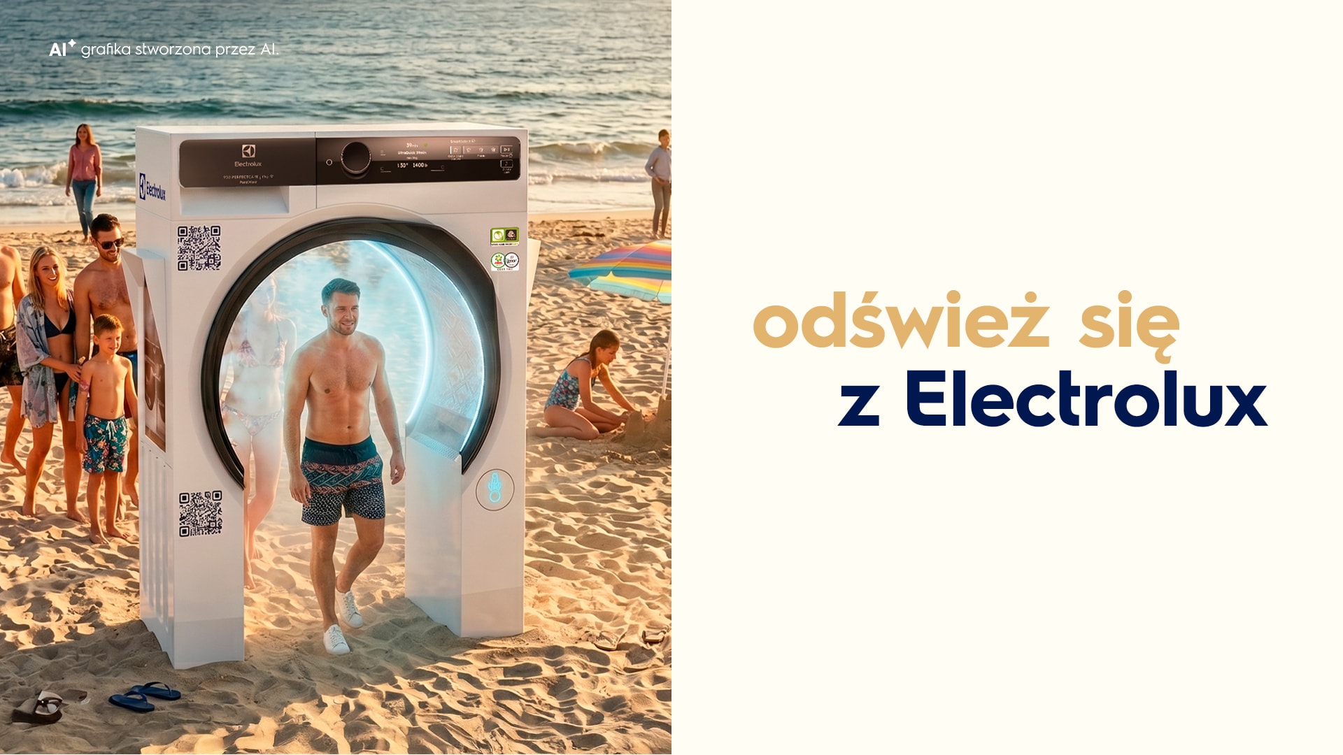 Pralka Electrolux na plaży