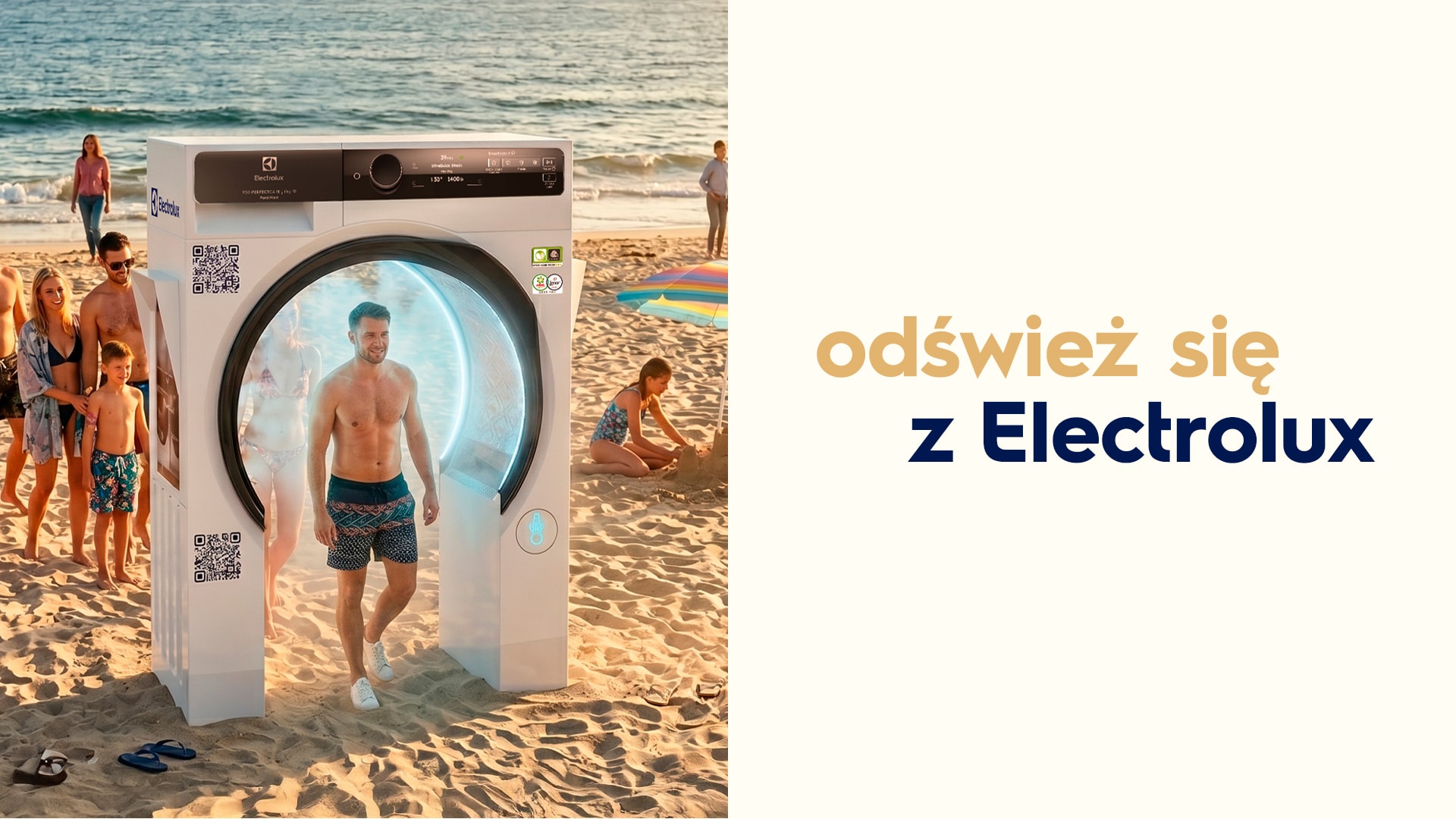 Pralka Electrolux na plaży
