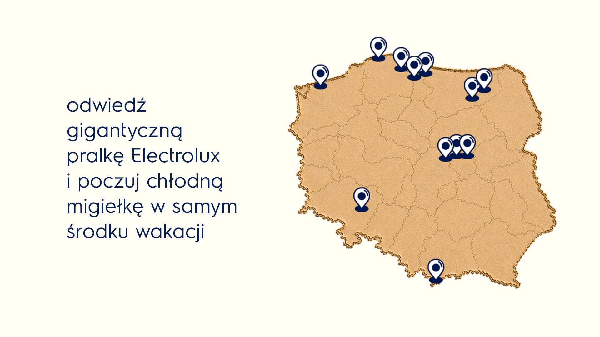 Mapa polski z punktami, gdzie można się odświeżyć